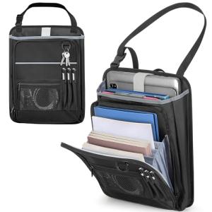 Luxja 車用収納ポケット ファイル仕切りポケット付き 15.6”ラップトップ収納可 車 助手席 収納 車シート 荷物置き 多いポケット 撥水