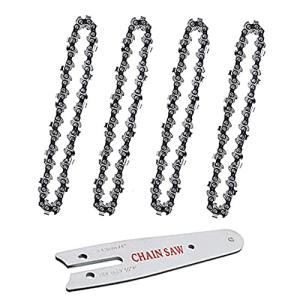 4本セット チェーン刃 替え刃 チェーンソー 交換刃 4インチ ソーチェ ガイド 4インチミニチェーンソーの替刃 チェーンソーアクセサリ（ガイド