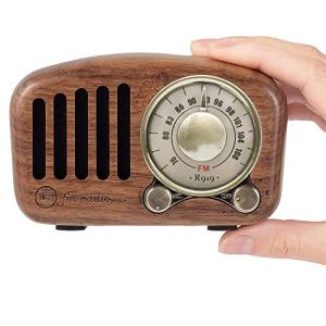 レトロラジオ ポータブルラジオ 小型 木製 ワイドFM 高感度受信