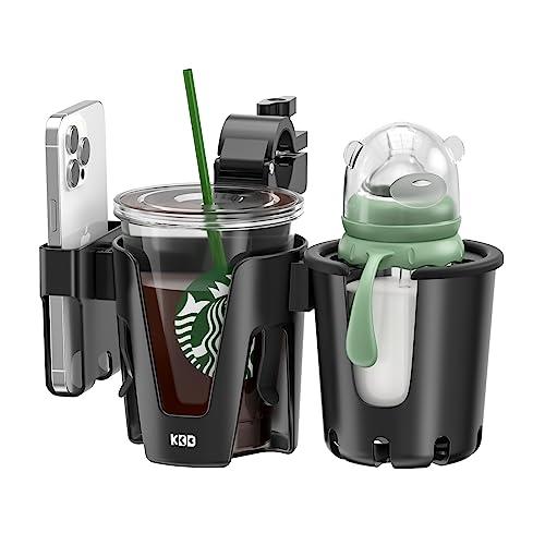 携帯電話ホルダー付きKDDベビーカーカップホルダー、3-in-1 取り外し可能な自転車ドリンクホルダ...