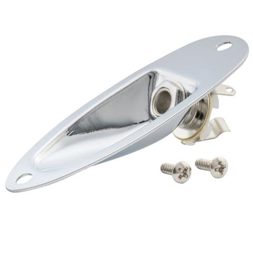 Musiclily舟形搭載モノ出力ジャックプレート 入力ソケット フェンダー ストラトST/SQエレ...