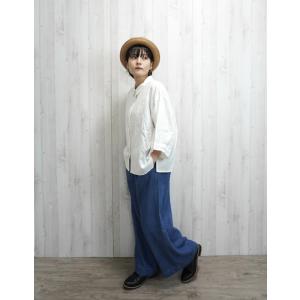 Bliss Bunch　綿麻デニムバックポケットマオパンツ　ライトインディゴ コットンリネンデニム バックポケットマオパンツ（Bliss bunch