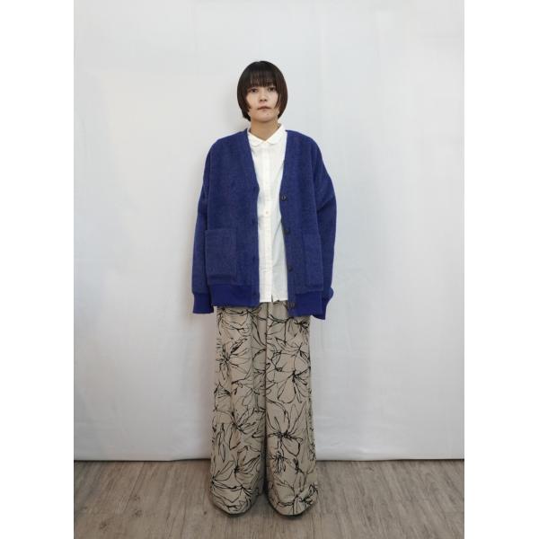 SALE ワイドパンツ  fu-dueka:: エーカ 　ツイル花柄ワイドパンツ　(charcoal...