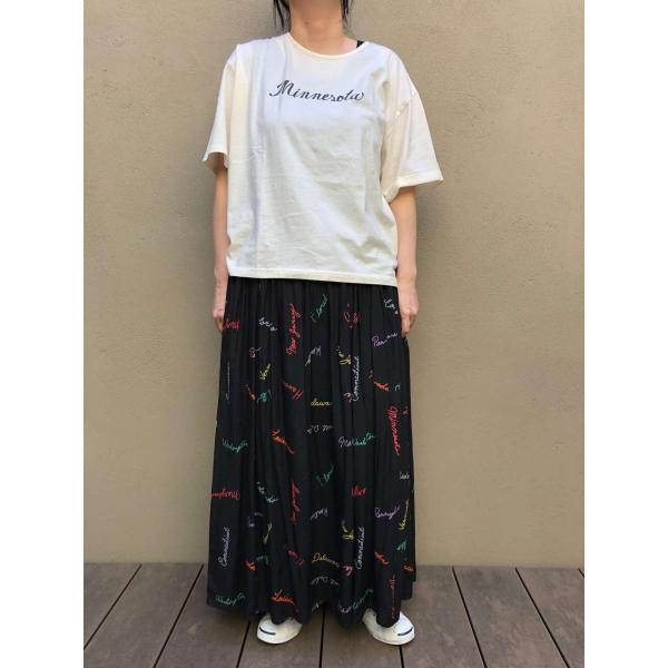 SALE スカート　LIME.INC ライム   英語総柄プリント スカート (ブラック/カーキ)
