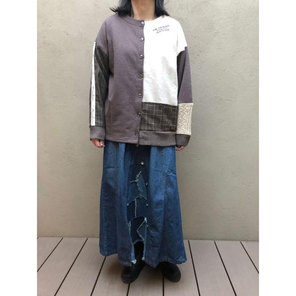 スウェット　LIME.INC ライムインク 杢裏毛・7GGケーブル編み 2WAY異素材切替スウェット...