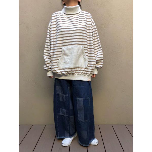 タートル　LIME.INC ライムインク 裏起毛ボーダー裏毛 リバーシブルタートル長袖プルオーバー ...