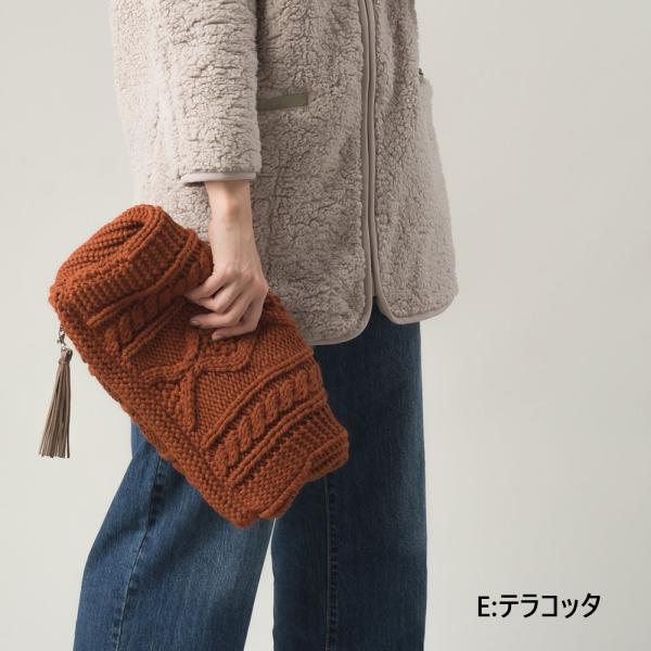 クラッチバッグ E carina エ　カリーナ ウール混ケーブル編みニットクラッチバッグ(TERRA...