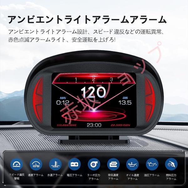 車載OBD2 メーター スピードメーター タコメーター GPS+OBD+傾斜計モード マルチメーター...