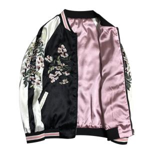 スカジャン リバーシブル 男女兼用 花柄 刺繍2WAY仕様