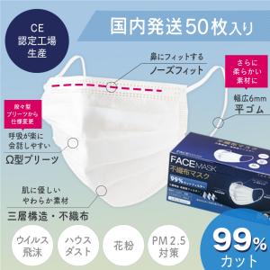 マスク 不織布 白 3層 6mm平ゴム 10枚...の詳細画像1