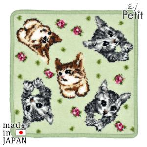 日本製ハンカチ タオル 花ネコ しま猫 プレゼント