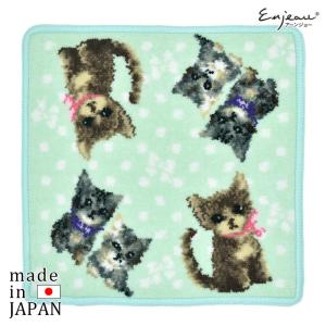 プレゼント 女性 実用的 半額 セール 50%OFF ハンカチ タオルハンカチ リボンキャット グリーン ペット 猫柄 ねこ柄 シェニール織