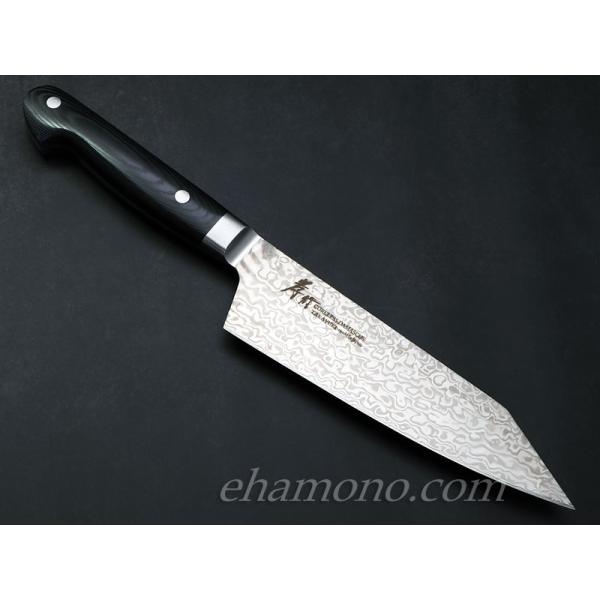 堺孝行　コアレスダマスカス　剣型三徳（切付三徳）160mm　ブラックマイカルタ