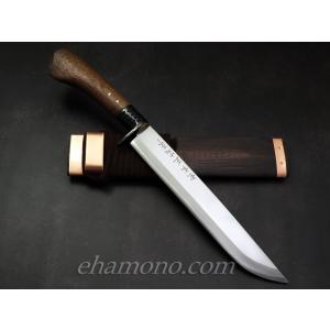 東周作 狩猟用 剣鉈 8寸 240mm 青紙鋼 磨き仕上げ 鞘付き 本職向け 火