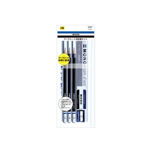 トンボ鉛筆 TOMBOW 鉛筆 モノ マークシート用鉛筆 HB 6角軸 3本入り ペンポーチ入りセッ...