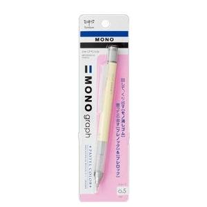 シャープペンシル トンボ TOMBOW モノ消しゴム搭載シャープペンシル MONO graph 0.5mm パステルカラー クリームイエロー DPA-136B｜akatsuka-bs