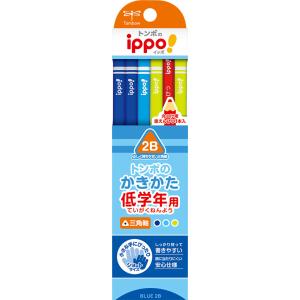 鉛筆 トンボ鉛筆 TOMBOW ippo! 低学年用かきかたえんぴつ（三角）硬度2B 12本入り（かきかた鉛筆 11本、丸付け用赤鉛筆 1本）MP-SEPM04-2B