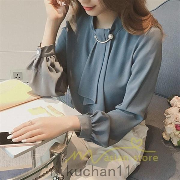 長袖ブラウス レディース 秋物 シャツレディース ブラウスシャツ オフィス シフォンブラウス 30代...