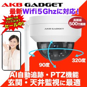 防犯カメラ ワイヤレス 屋外 監視カメラ wifi ドーム型 PTZ 家庭用 wifi 自動追尾 見守りカメラ 遠隔監視 留守番 介護 AI 500万画素 NVR増設可能｜アキバガジェット