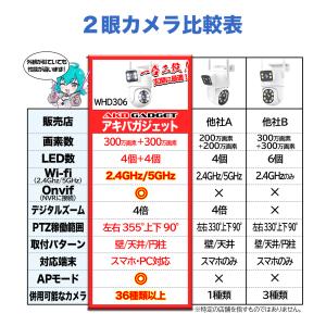 防犯カメラ 屋外 家庭用 WiFi 2眼 WH...の詳細画像3