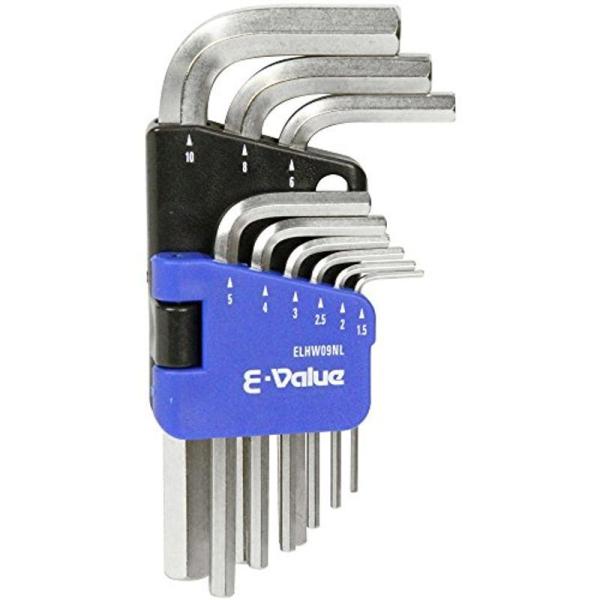 E-Value 六角棒レンチセット ミリ 1.5・2・2.5・3・4・5・6・8・10mm 9本組 ...