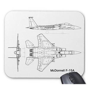 戦闘機 F-15 イーグルの設計図のマウスパッド：フォトパッド（世界の戦闘機シリーズ） (A：白地)｜akd-shop