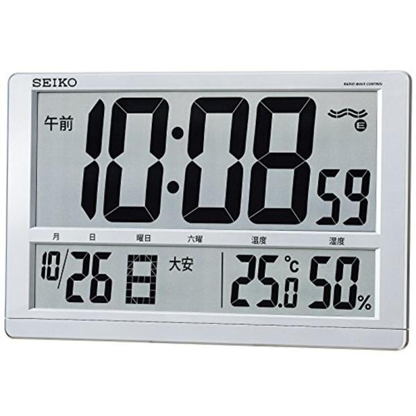 セイコー クロック 掛け時計 置き時計 兼用 電波 デジタル カレンダー 六曜 温度 湿度 表示 大...