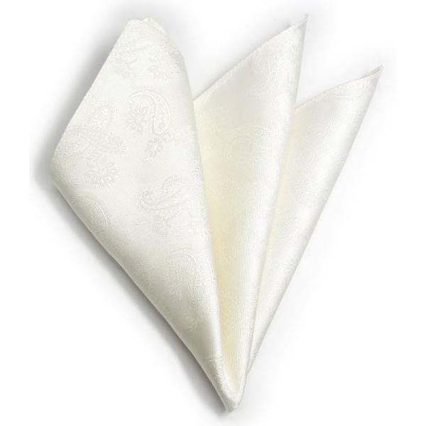 日本の絹 シルク ポケットチーフ メンズ 日本製 ペイズリー フォーマル 礼装 セレモニー ホワイト...