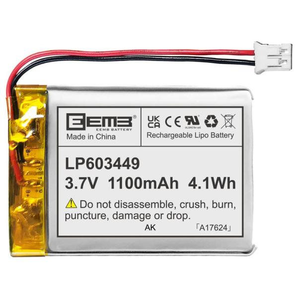 EEMBリチウムポリマー電池3.7 V 1100 mAh 603449 Lipo充電可能電池パック付...