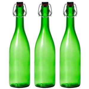 アデリア 保存瓶 ウォーターボトル スウィングストッパーボトル 720ml グリーン 3本セット ガラス瓶/ガラスボトル/密閉キャップ 日本｜akd-shop