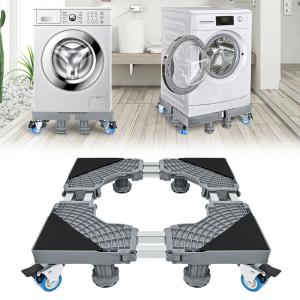 洗濯機 台 洗濯パン 冷蔵庫 台 キャスター付き置き台 昇降可能 ドラム式洗濯乾燥機 3重振動異音防止 (新8足4輪4パイプ)｜akd-shop