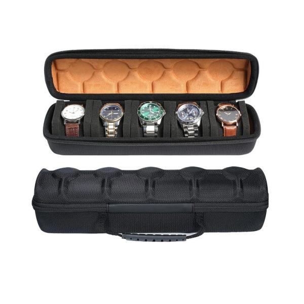 5本収納腕時計ケース、腕時計収納バッグ、旅行用腕時計収納ケース、ハードカバー保護、カスタムスポンジ枕...