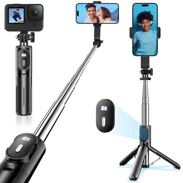 自撮り棒 【さらに進化！ミニ、安定モデル】スマホスタンド 三脚 スマホ アクションカメラ デジカメ兼...