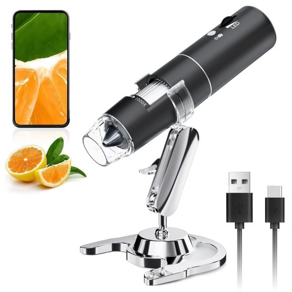 SKYBASIC Wifi デジタル顕微鏡 2MP 50-1000倍電子顕微鏡 拡大鏡 ポータブルハ...