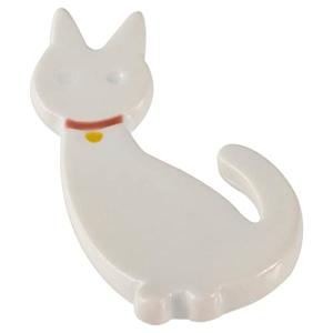 たたら 箸置き 猫 ネコ ねこ 白 美濃焼 陶器 手作り 手びねり たたら作り 030552の商品画像