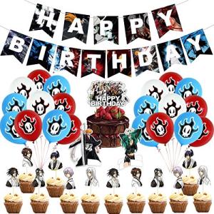 BLEACH誕生日装飾セット の誕生日ガーランド 風船 ケーキトッパー ケーキトッパー 子供の誕生日パーテ