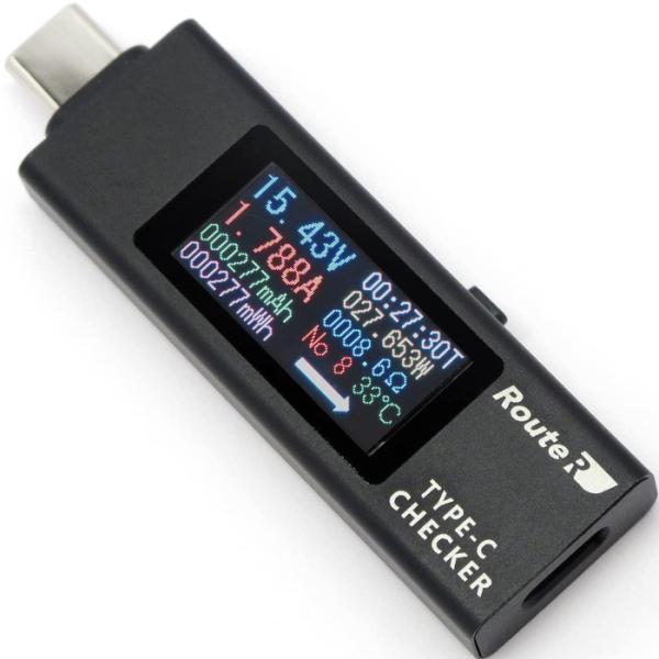 USB Type-C 電圧・電流チェッカー ケーブルレス RT-TC4VABK ルートアール 新品 ...
