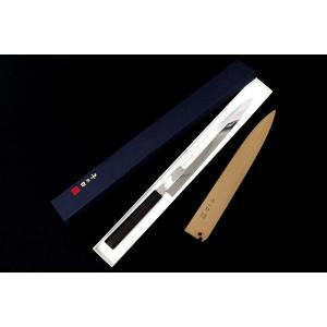 源泰邦 青一鋼 柳切付 300㎜ 源昭忠」青鋼DX 16層 柳刃300 源泰邦作、切付け尺寸、