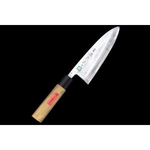 未使用品｜不動國行 鎌型薄刃包丁 本焼 七寸半 玄海正國 平鏡面 黒檀柄