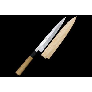 美品｜康之 柳刃包丁 霞 八寸 銀三 朴柄 白鞘付 KN02-A9981-2L3B 
