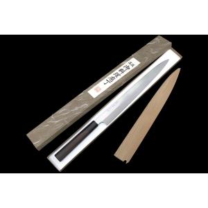 美品｜正宗二十四代綱廣作 柳刃包丁 本焼 九寸 朴柄 白鞘付 KN02-A9414