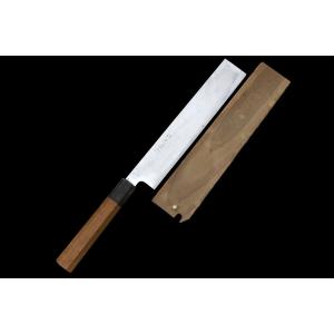 極美品｜堺忠國 むきもの包丁 霞 七寸 銀三鋼 平鏡面 黒檀柄 白鞘・箱