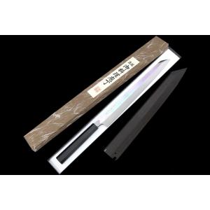 未使用品｜高鳳正國 柳刃包丁 水焼本焼 九寸 平鏡面 黒檀柄 鞘・箱付