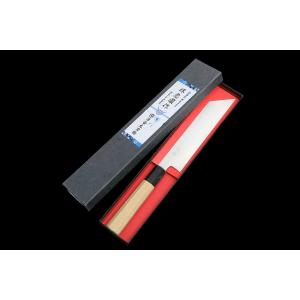 極美品｜堺忠國 むきもの包丁 霞 七寸 銀三鋼 平鏡面 黒檀柄 白鞘・箱