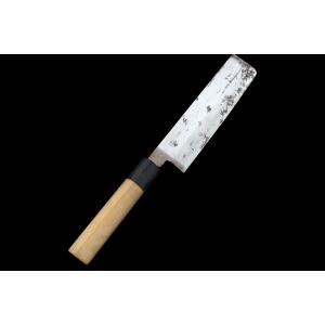 江戸菊水 鎌型 薄刃包丁 200mm 片刃 白二鋼 朴小判柄 * : 岩内金物店