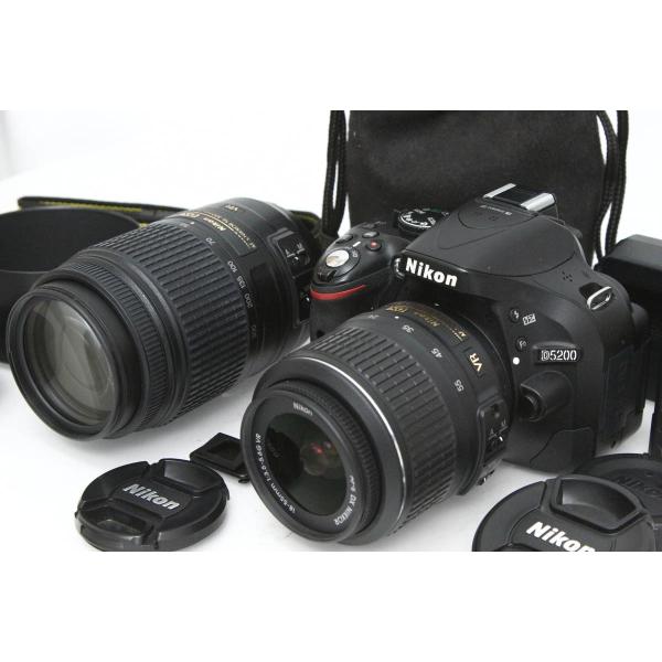 【全額返金保証】並品｜ニコン D5200 ダブルズームキット [ブラック]（センサー清掃済み） CA...