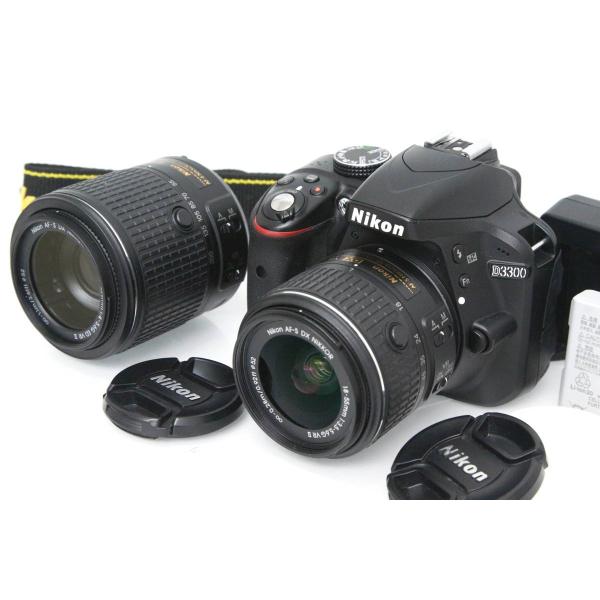【全額返金保証】良品｜ニコン D3300 ダブルズームキット ブラック（センサー清掃済み） CA01...
