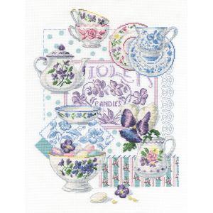 【メール便選択可】DMC 図案付きクロスステッチキット CROCKERY AND VIOLETS B...