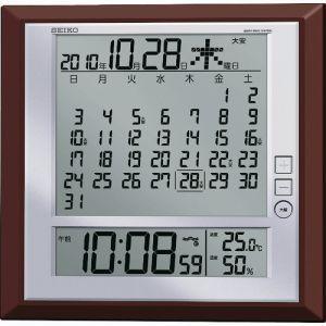 セイコー SQ421B 液晶マンスリーカレンダー機能付き電波掛置兼用時計 茶メタリック塗装