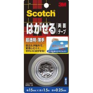 【メール便選択可】スリーエム 3M KRS-15 スコッチ はがせる両面テープ(透明薄手) 15mm×1.5m｜akibaoo